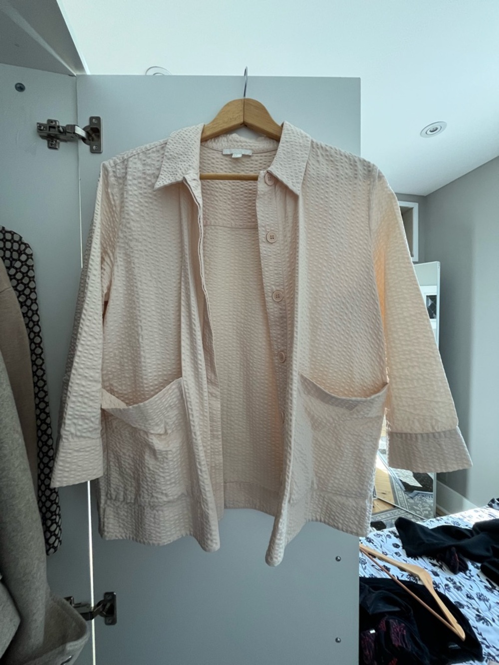 COS Pale Pink Textured Button-Front Jacket - Picture 3 of 3